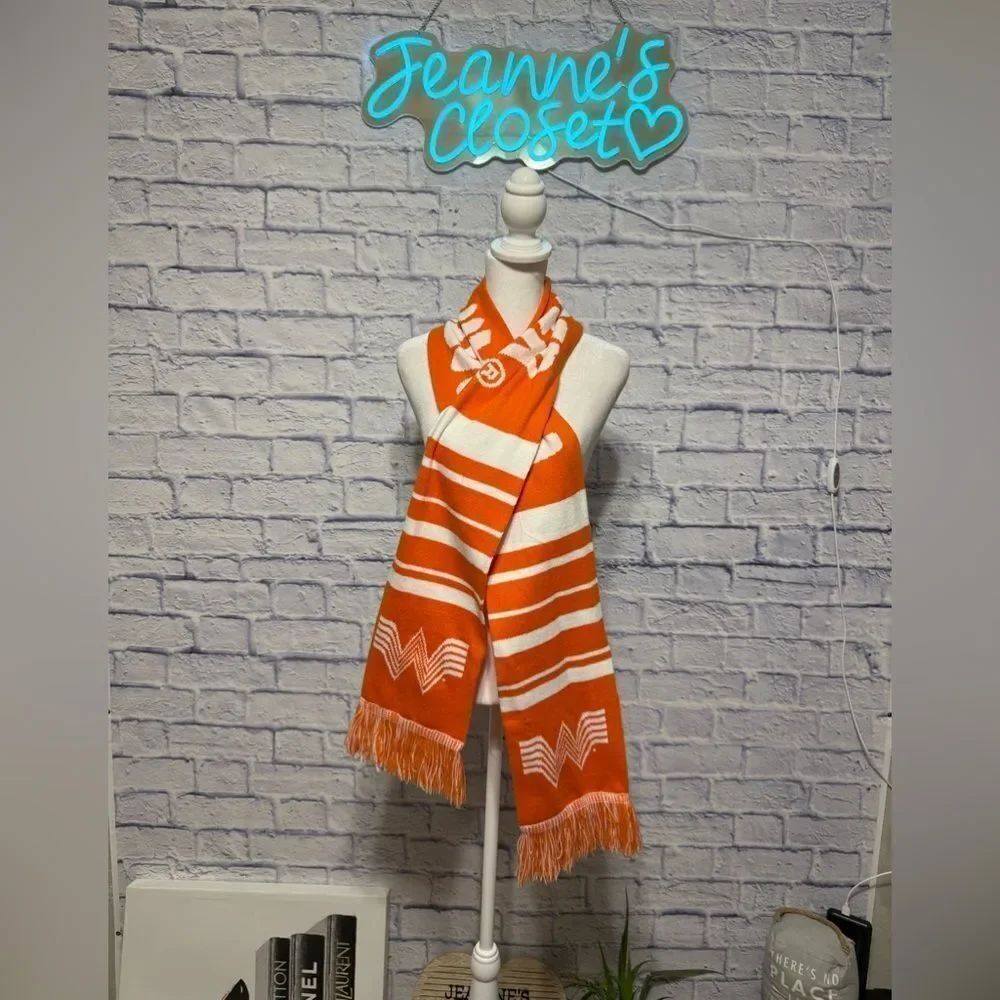 Whataburger Orange White Striped Logo Knit Scarf